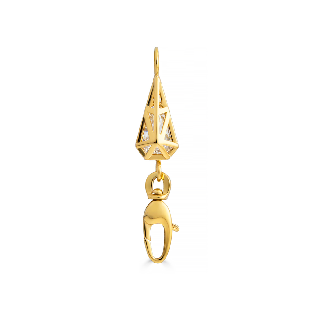 Back crisscrossing gold design of 2.02 ct Lab-Grown Diamond Clasp Connector Extender in 18k Yellow Gold