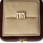 18k solid gold Camera Pendant in hidden bail on leather suede burgundy box