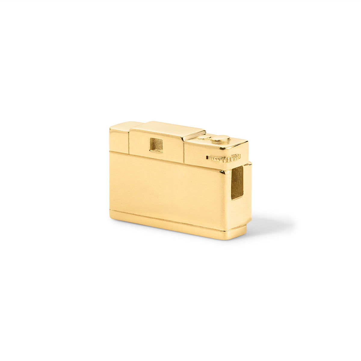 18k solid gold Camera Charm with hidden bail back side top shutter buttons crank viewfinder
