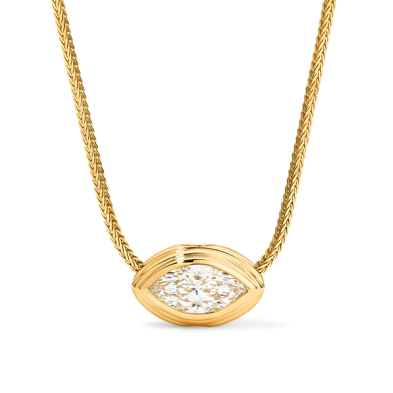 Sage Marquise Diamond Pendant Charm Chain East West Necklace