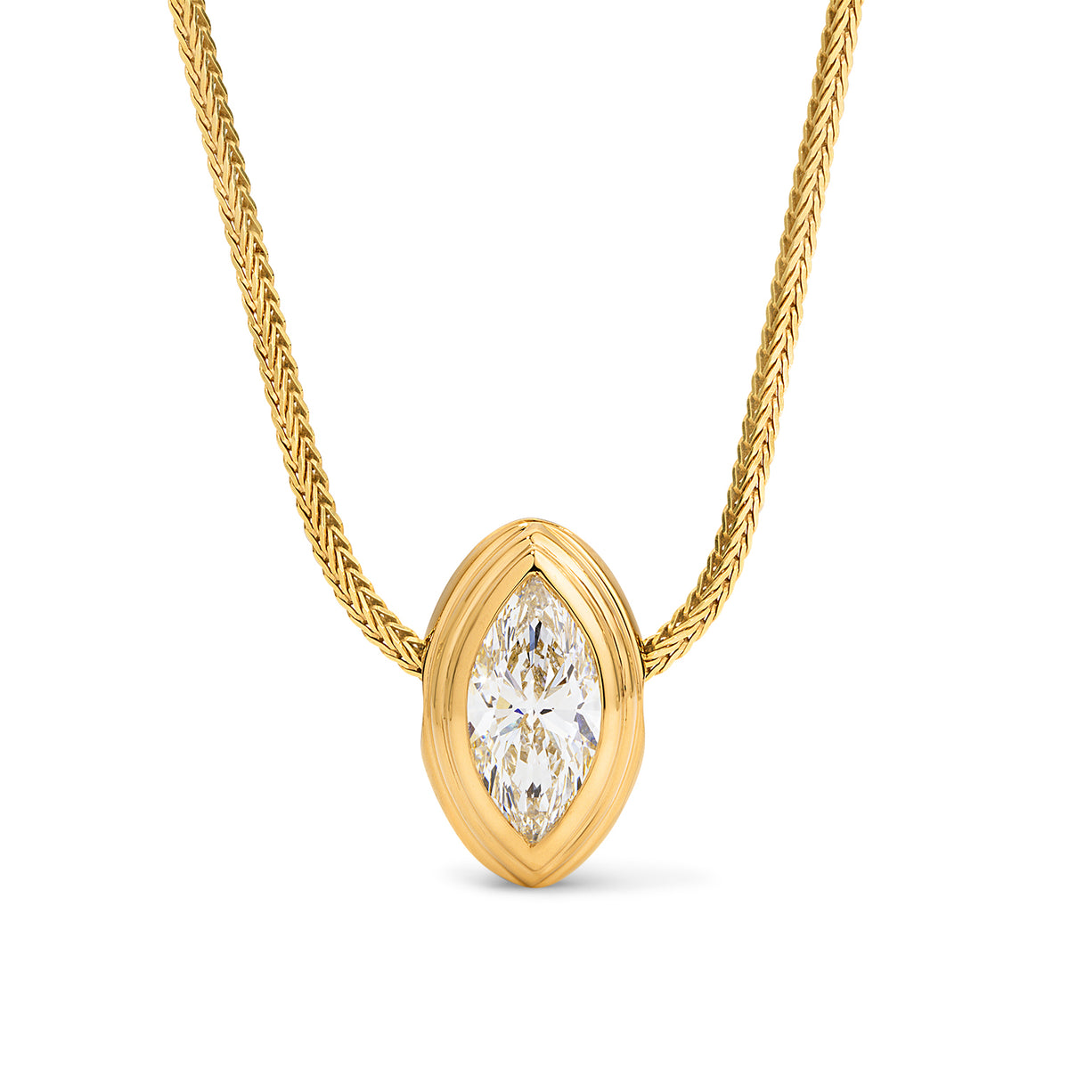 Sage Marquise Diamond Pendant Charm Chain North South Necklace