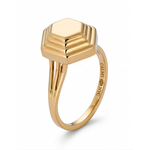 Sage Hex Ring 18K Yellow Gold on white background angle facing up 