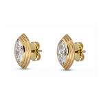 Sage Marquise Diamond Earrings floating on white background from side angle showing posts and butterfly back details