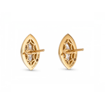 Sage Marquise Daimond Earrings floating on white background from back angle showing posts